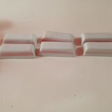 Set of 6 vintage knife holders in white and pink ceramic