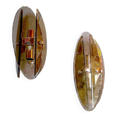 Veca, Pair of smoked glass and chrome wall lights, Italy 1970s