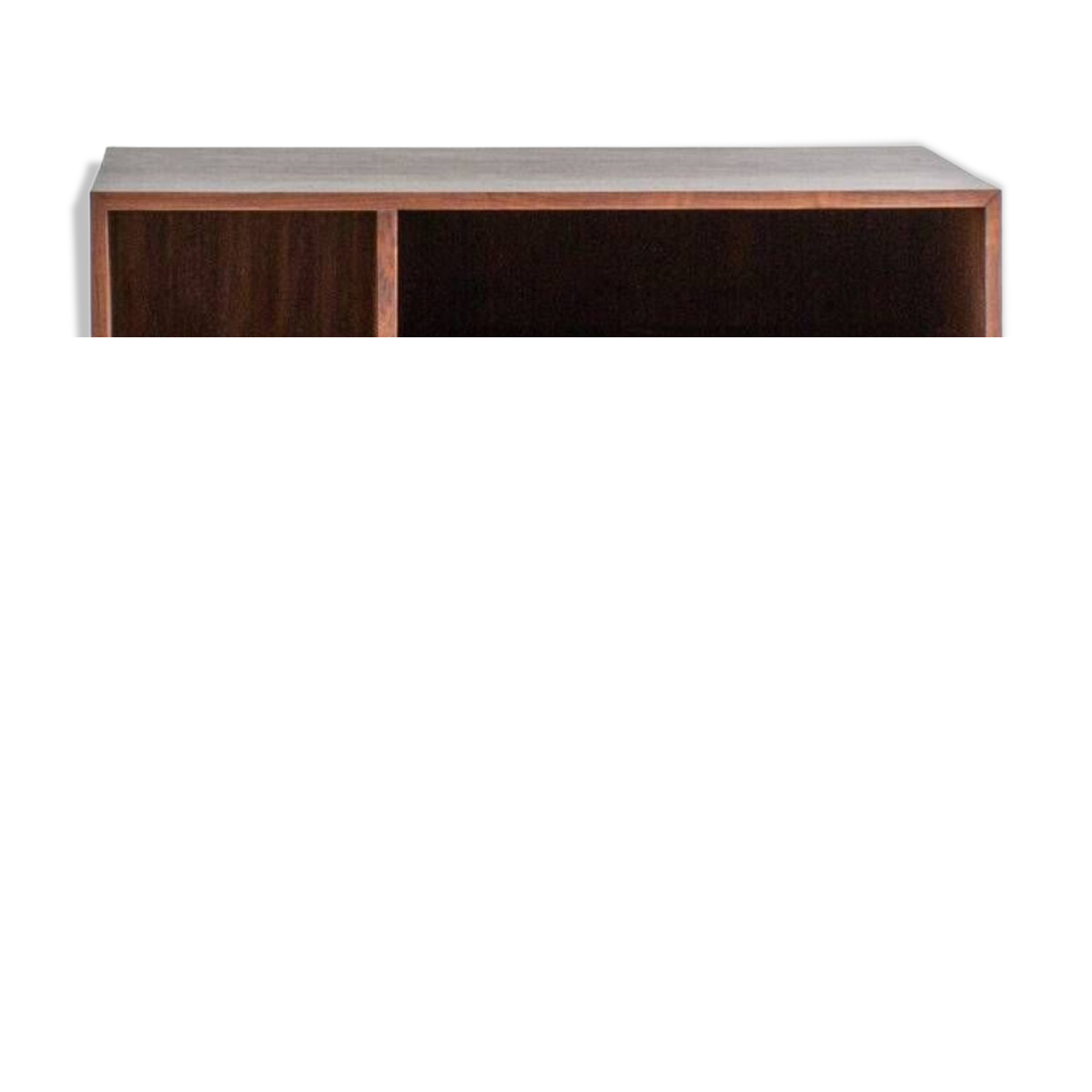 Chest of drawers in walnut and black paint, solid walnut base