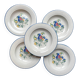5 Italian speckled earthenware "Tiffany" soup plates - vintage bird motif