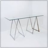 Mid-Century Chrome Trestles Desk, 1970s