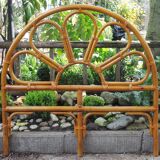 Headboard rattan, bamboo and leather vintage