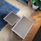 Nesting tables in gold/chrome metal and amber mirror