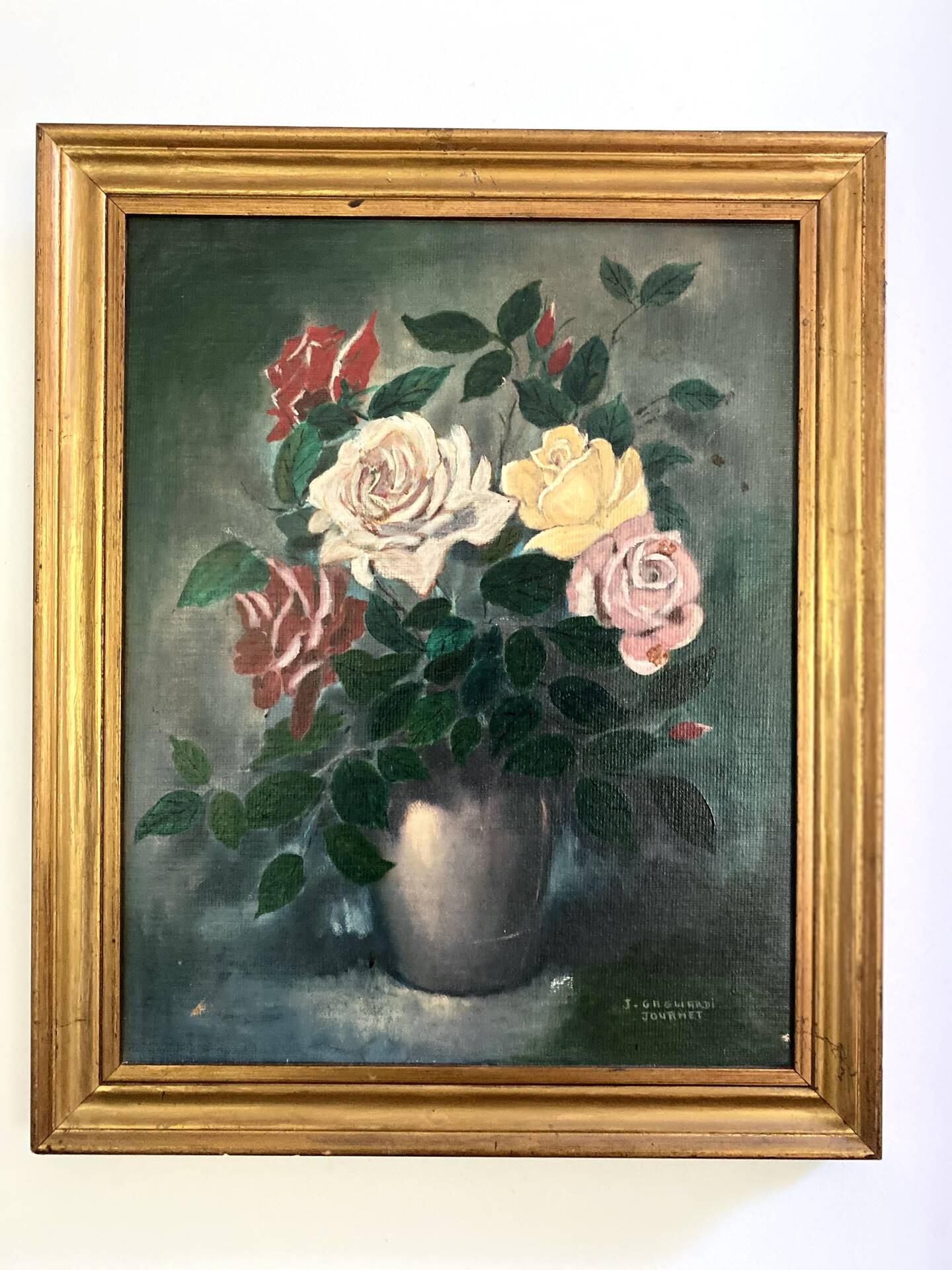 Old Painting "Still Life with Roses" – 1950