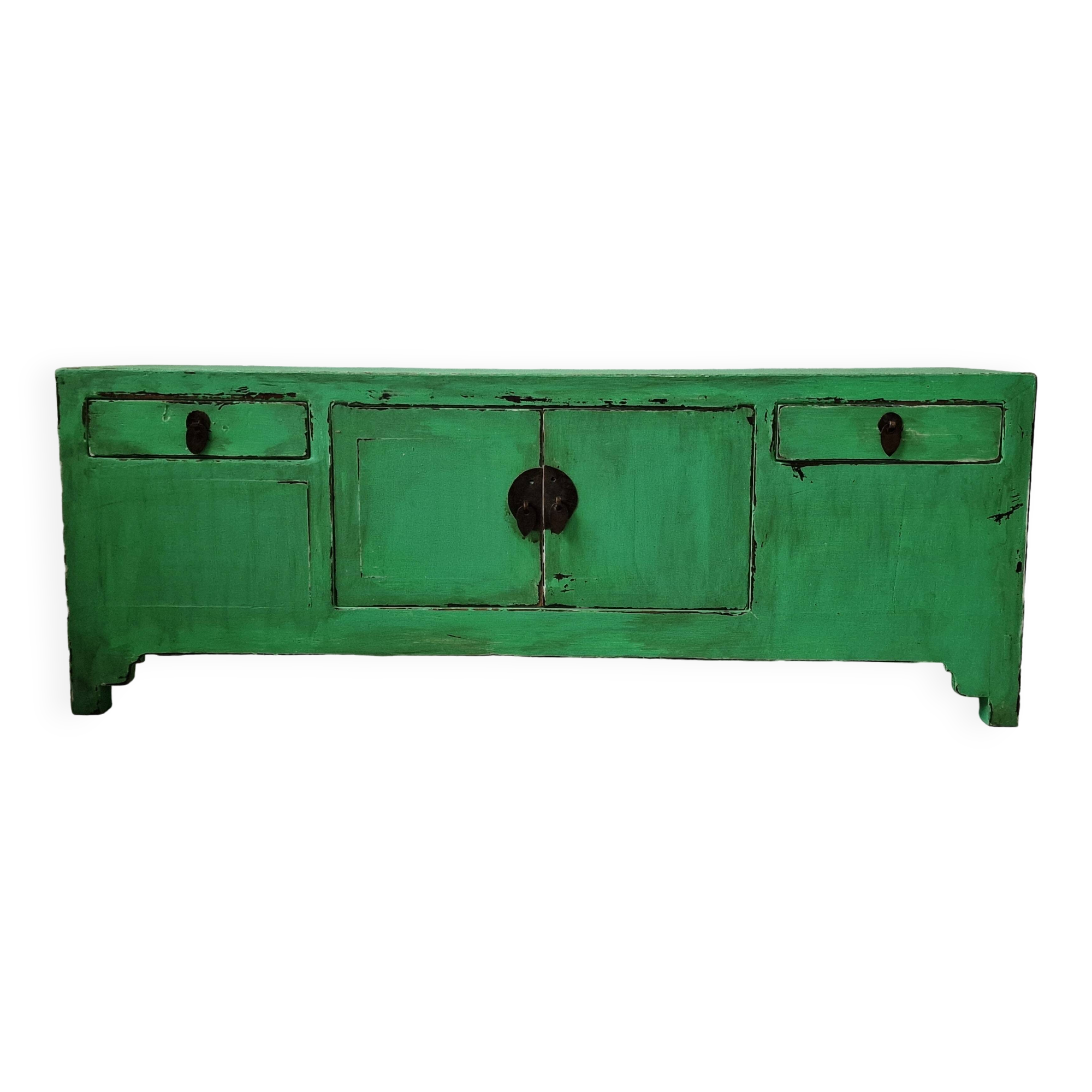 Small low buffet / TV cabinet in green patina