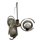 Vintage suspension with 3 smoked glass globes and chrome metal from the 1970s.