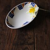 Badonviller Congo orange blue earthenware dish