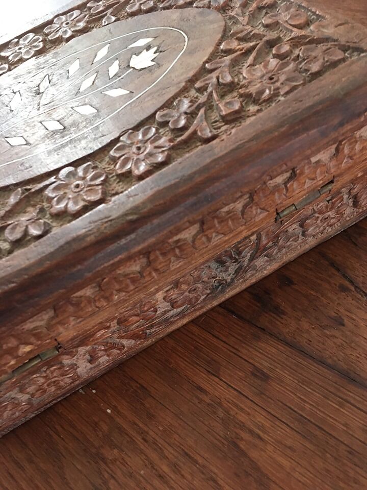 Indian carved wooden box