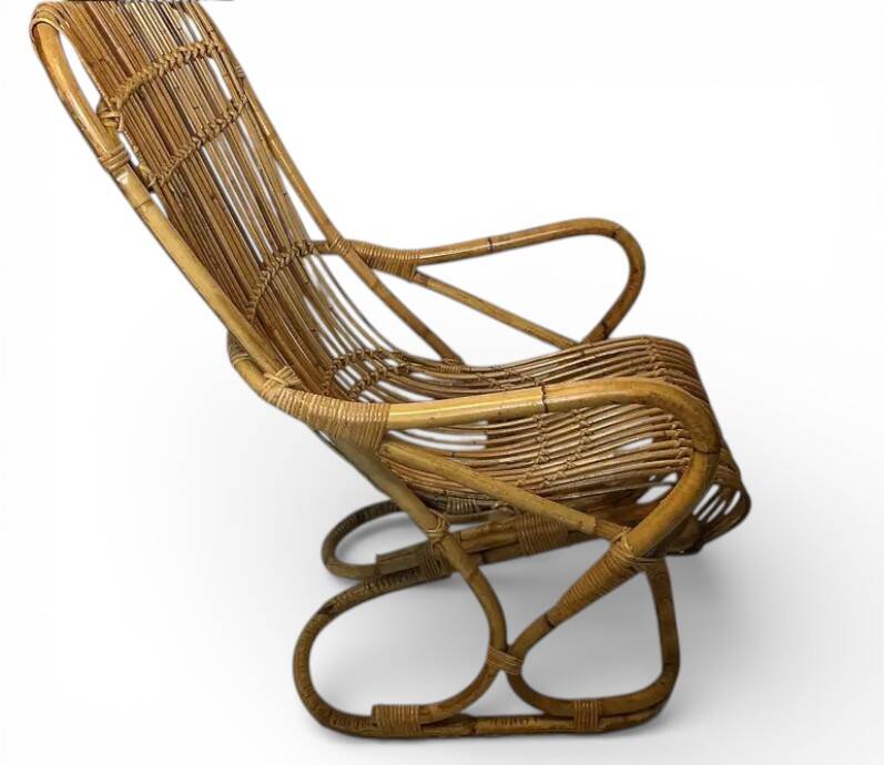 Vintage, large rattan armchair from the 1970s.
