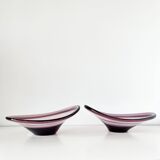 Pair of purple glass empty pockets 1960