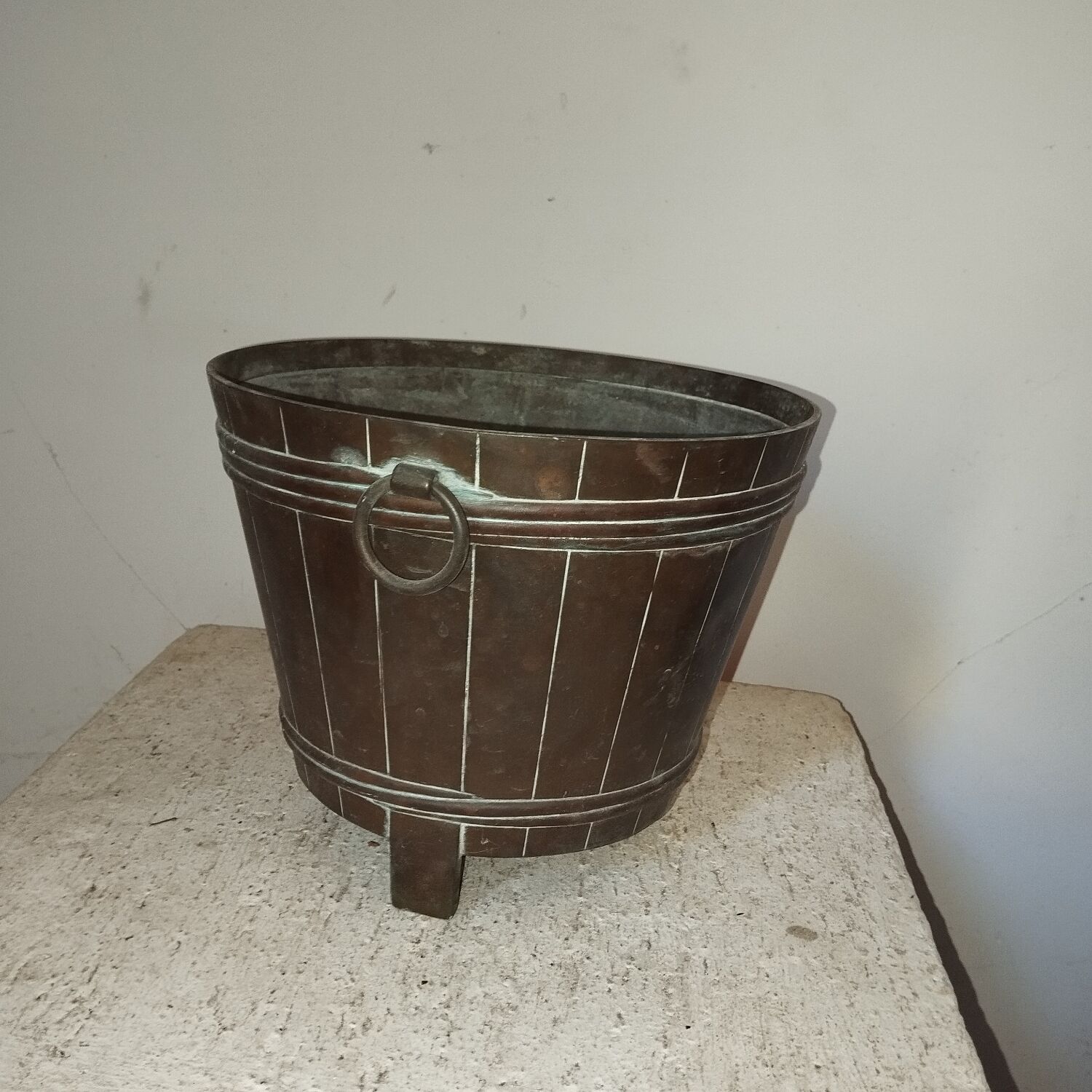 Antique brass planter