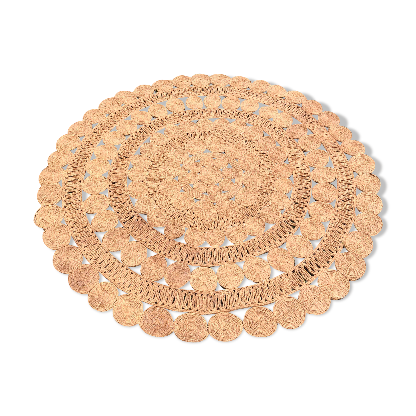 Vintage jute round carpet