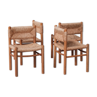 Set of Four Mid-Century Rush Dining Chairs