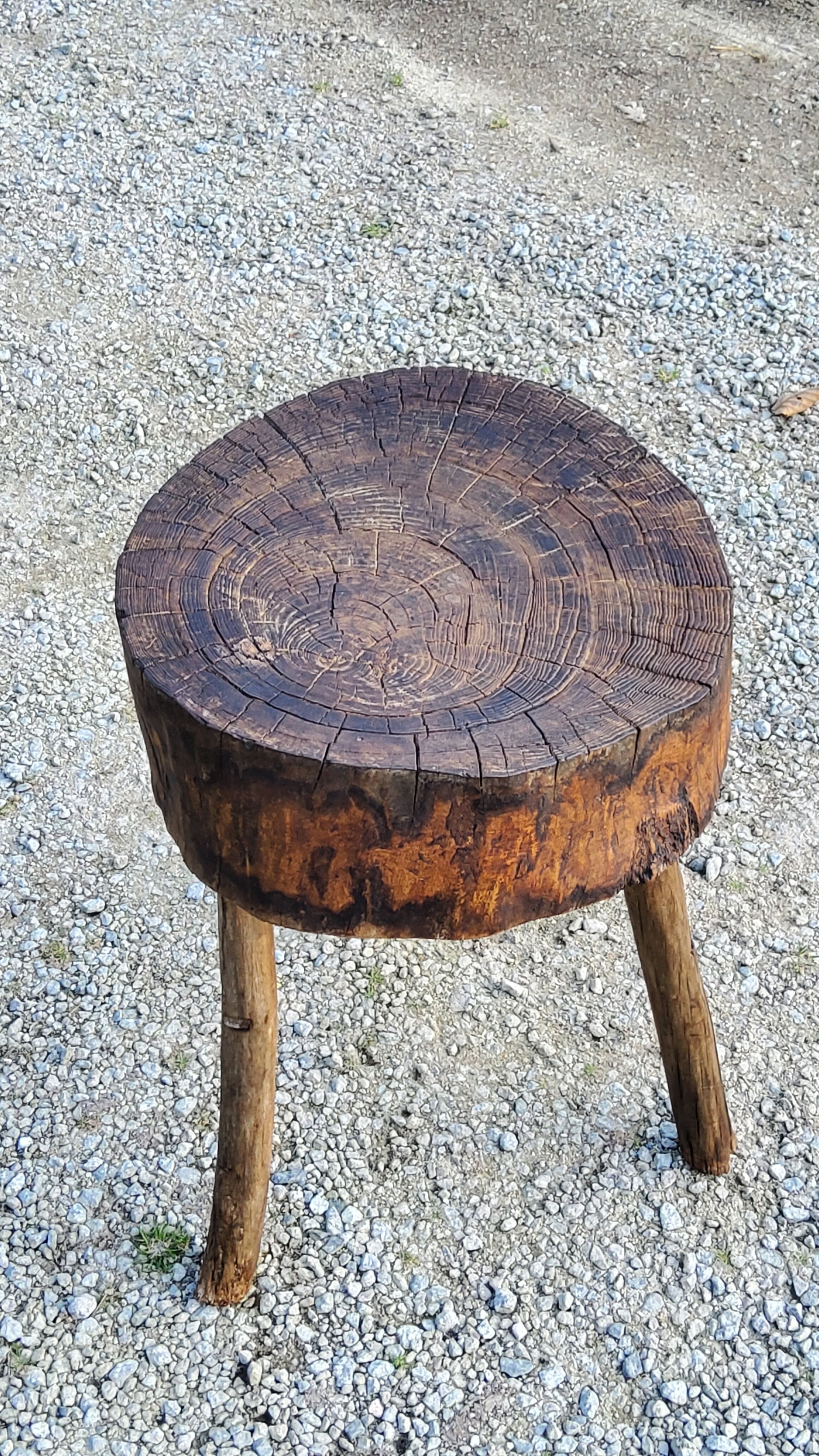 Brutalist tripod billot stool