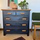 Vintage patinated black craft furniture style chest of drawers