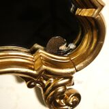 Louis XV style mirror, rockery, in golden resin, circa 1950 46x83cm