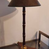 Modernist art deco lamp 1950 wood and brass signed France Paris