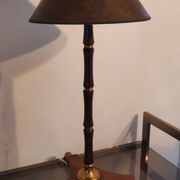 Modernist art deco lamp 1950 wood and brass signed France Paris