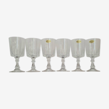 6 vintage Cristal d'Arques water glasses from the 70s
