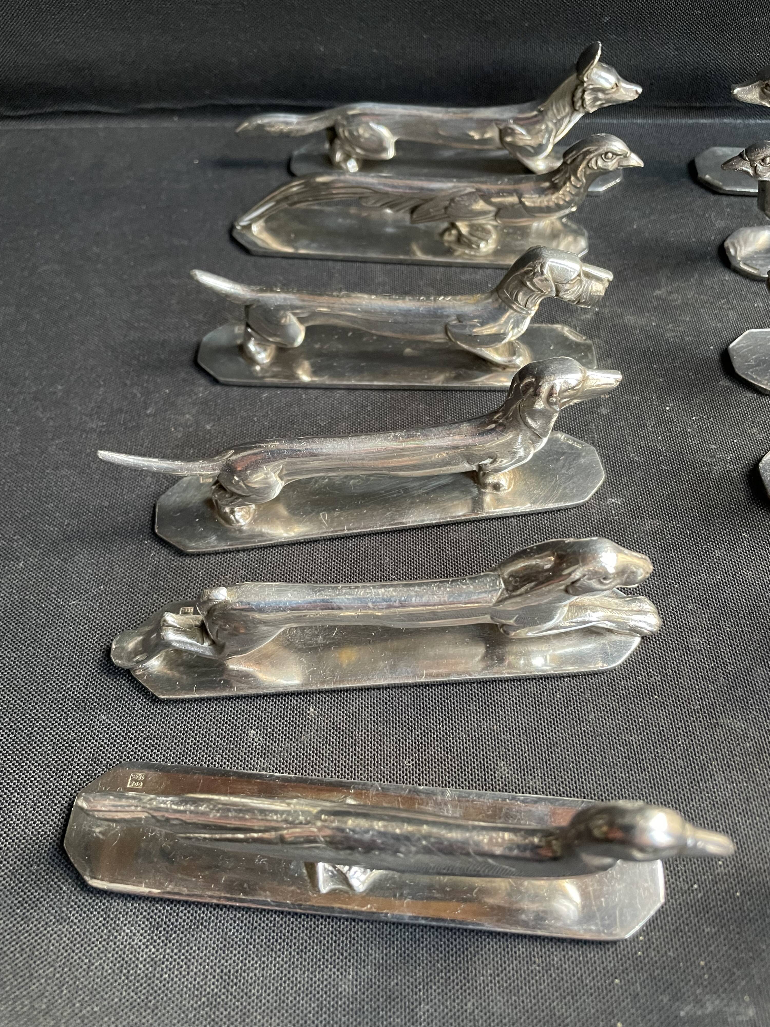 12 “Modern Animals” knife holders – Silvered bronze – Art Deco