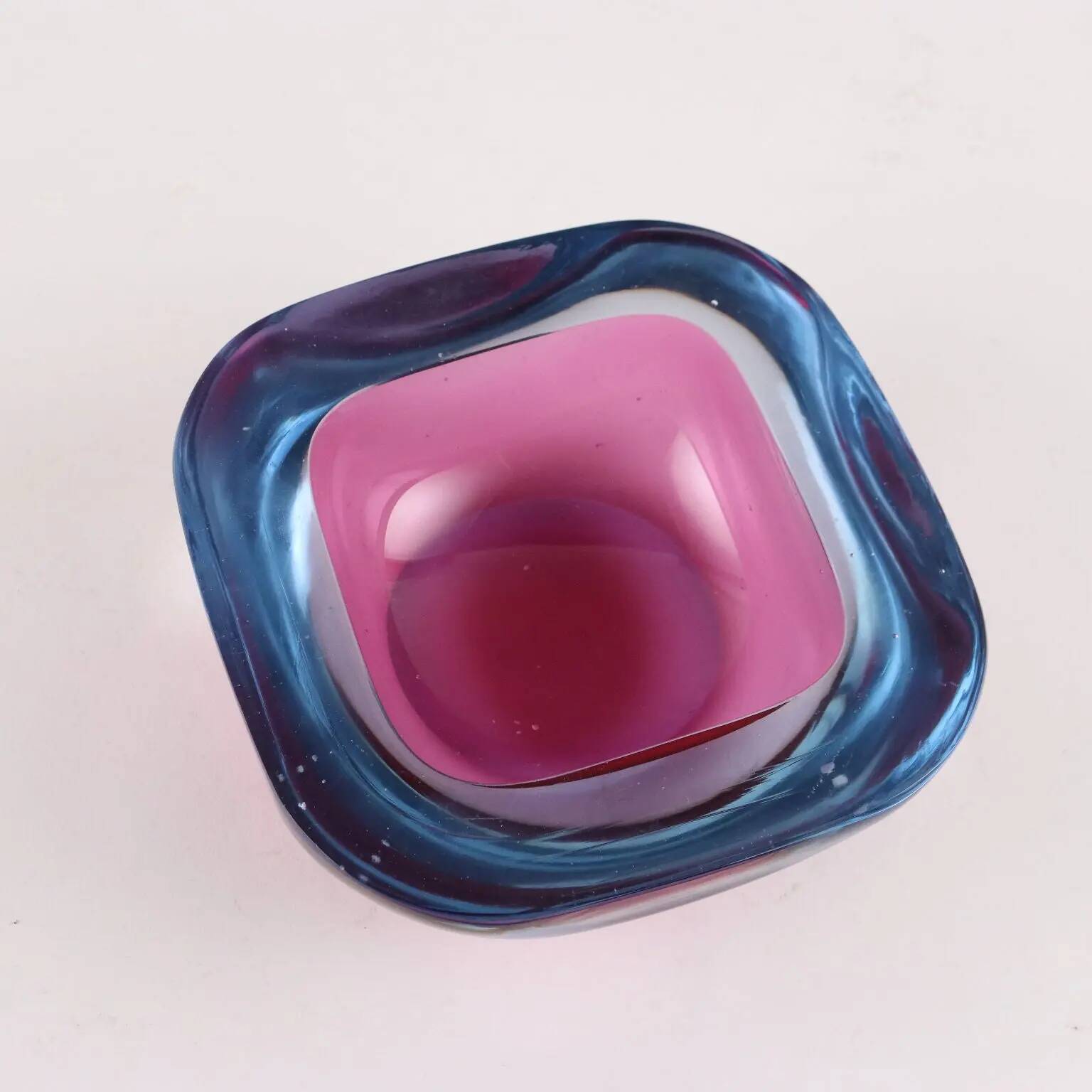 Vintage bowl from the 1960s made of coloured Murano glass, Italy.