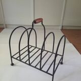 Vintage metal and wood magazine rack