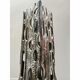 Vase sculpture "Brutalist" in metal with glass vase inside Italy 1970