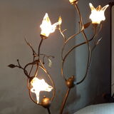 Wrought iron floor lamp and glass paste lampshade