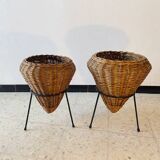 Pair of rattan planters 1960