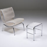 Post-modern pair of easy chairs in chrome and plastic wire - 1960s