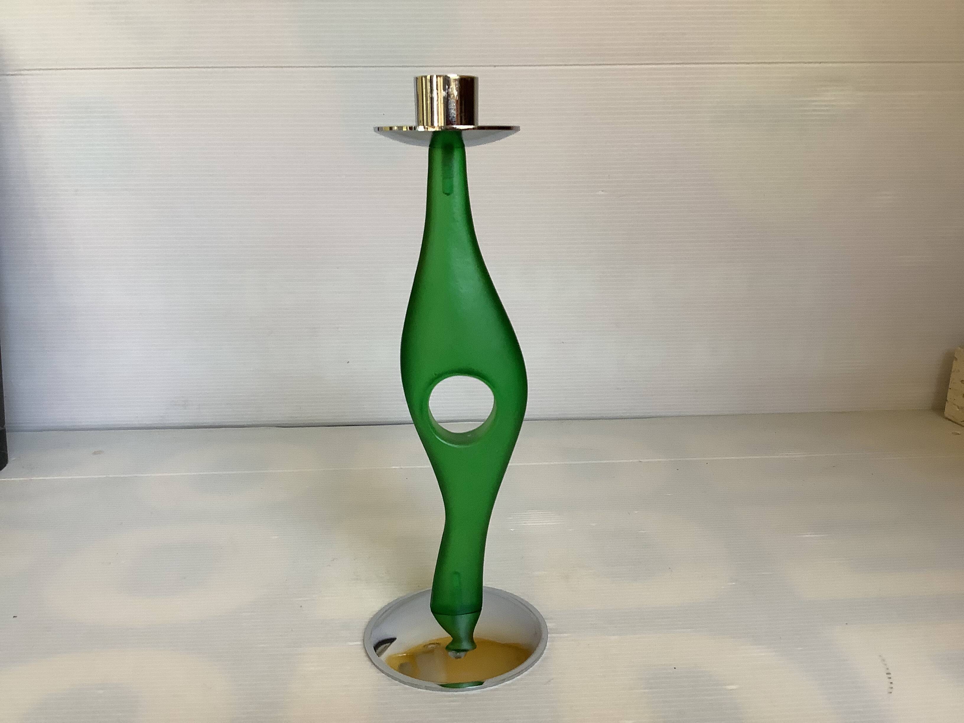 Green free-form candle holder