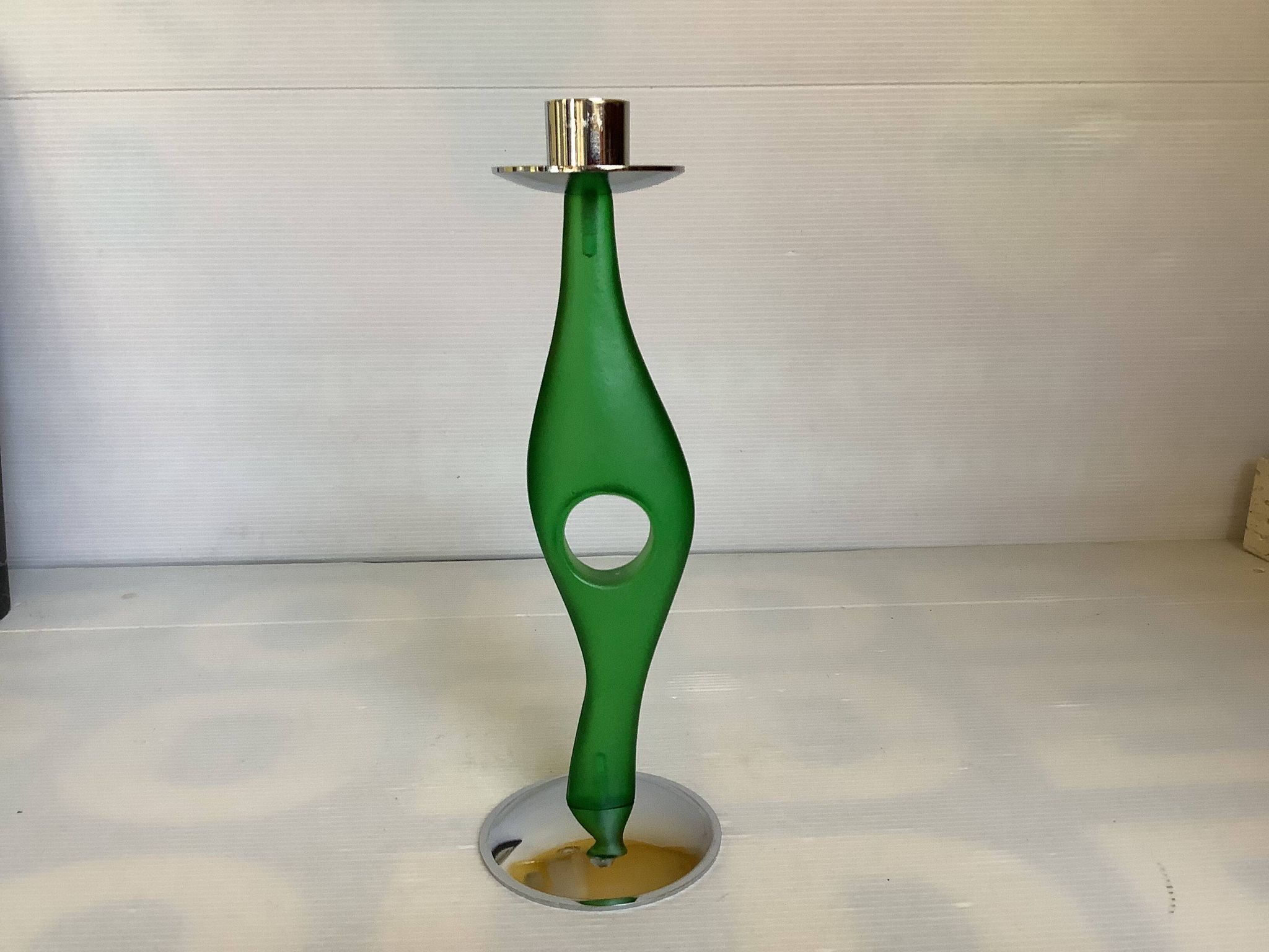 Green free-form candle holder