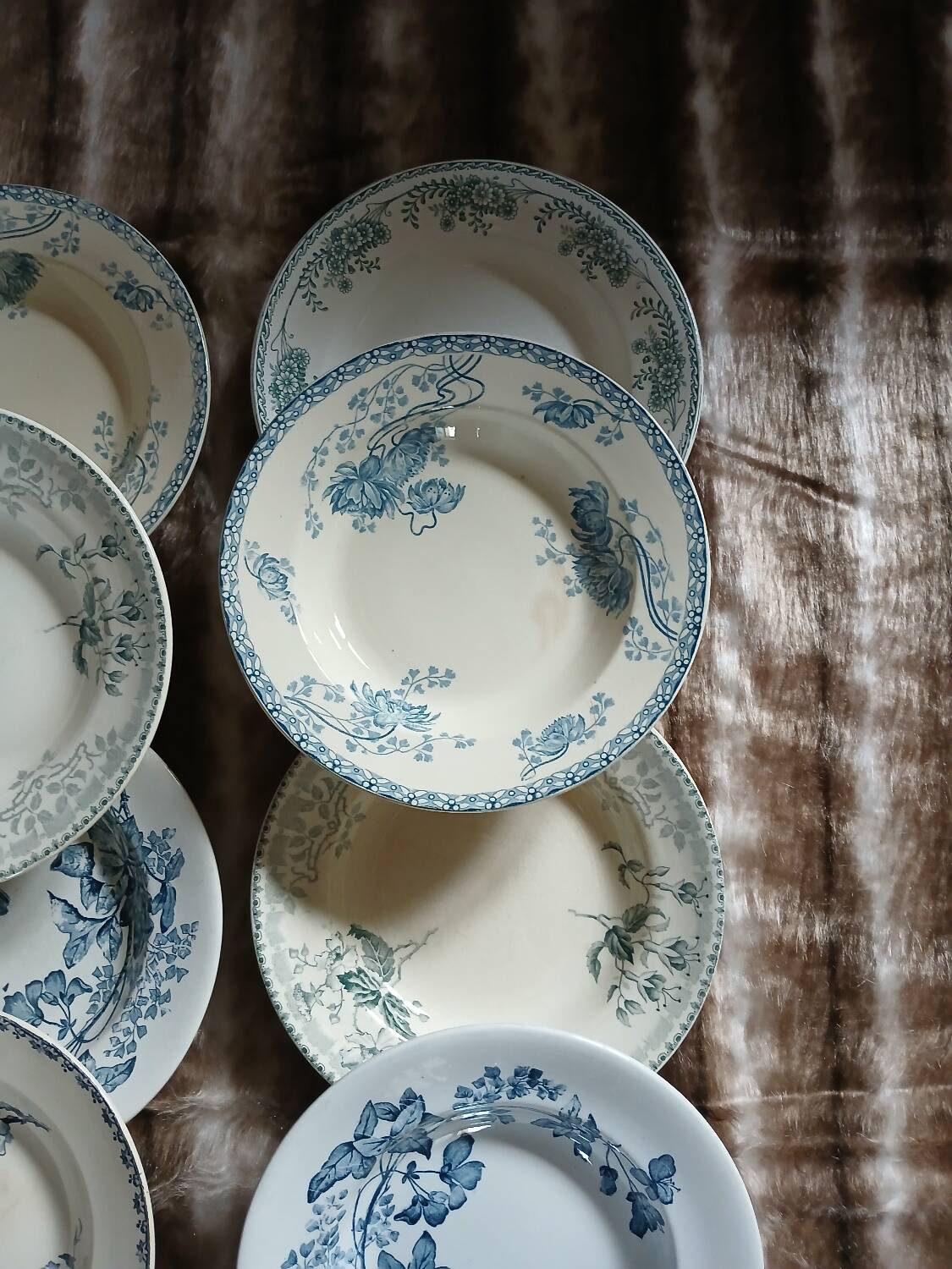 10 antique deep plates in ironstone