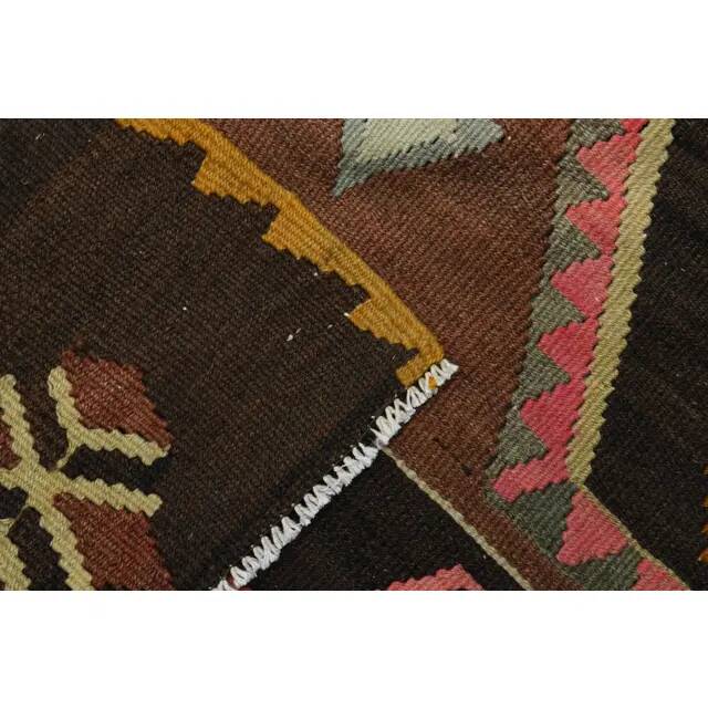 1970s Vintage Turkish Oushak Handmade Wool Cotton Orange Runner Rug 128x347