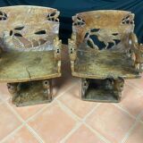 African tribal ensemble of 4 pieces of furniture for dignitaries of the Kingdom of Dahomey, Benin.