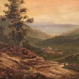 Small romantic landscape French painting from the 1920s