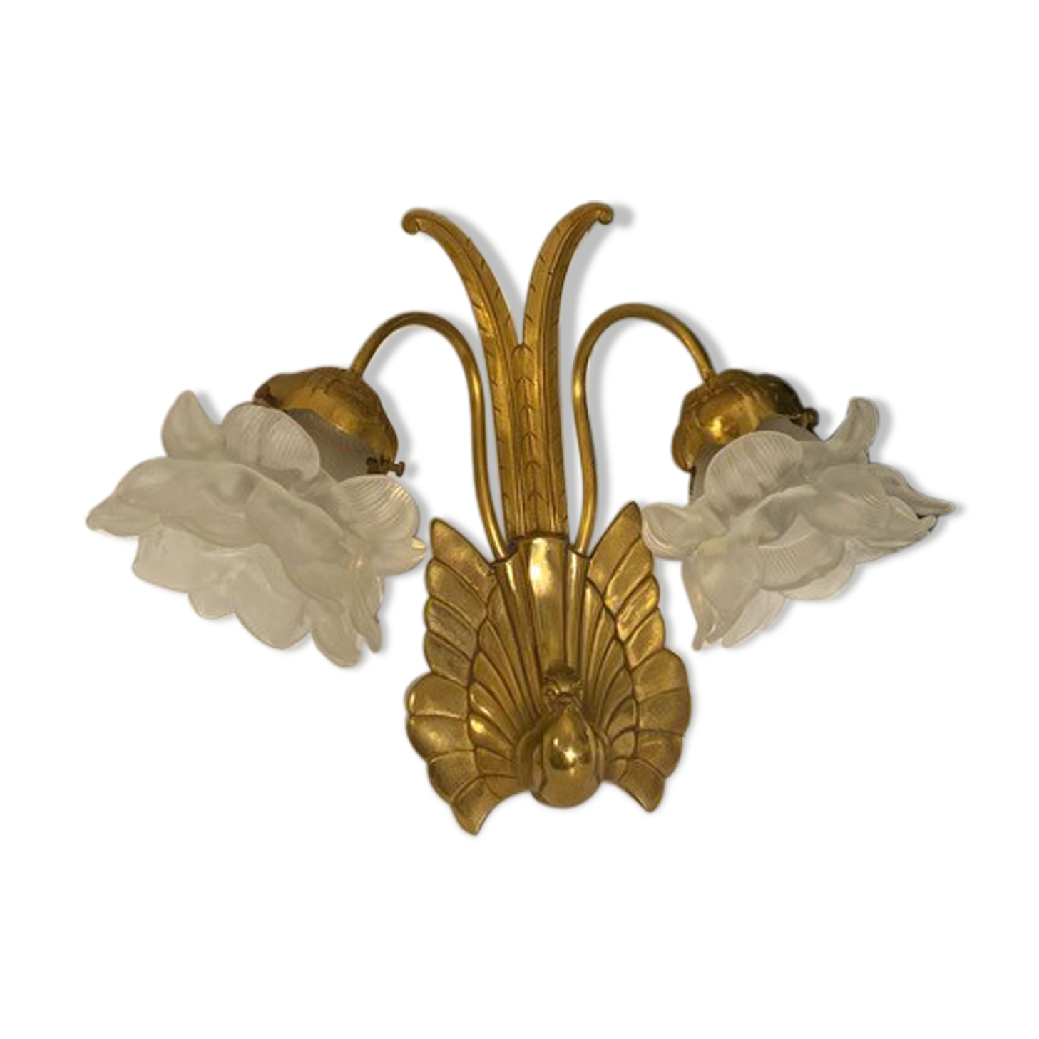 Vintage peacock bronze and pink wall light in glass paste