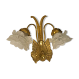 Vintage peacock bronze and pink wall light in glass paste