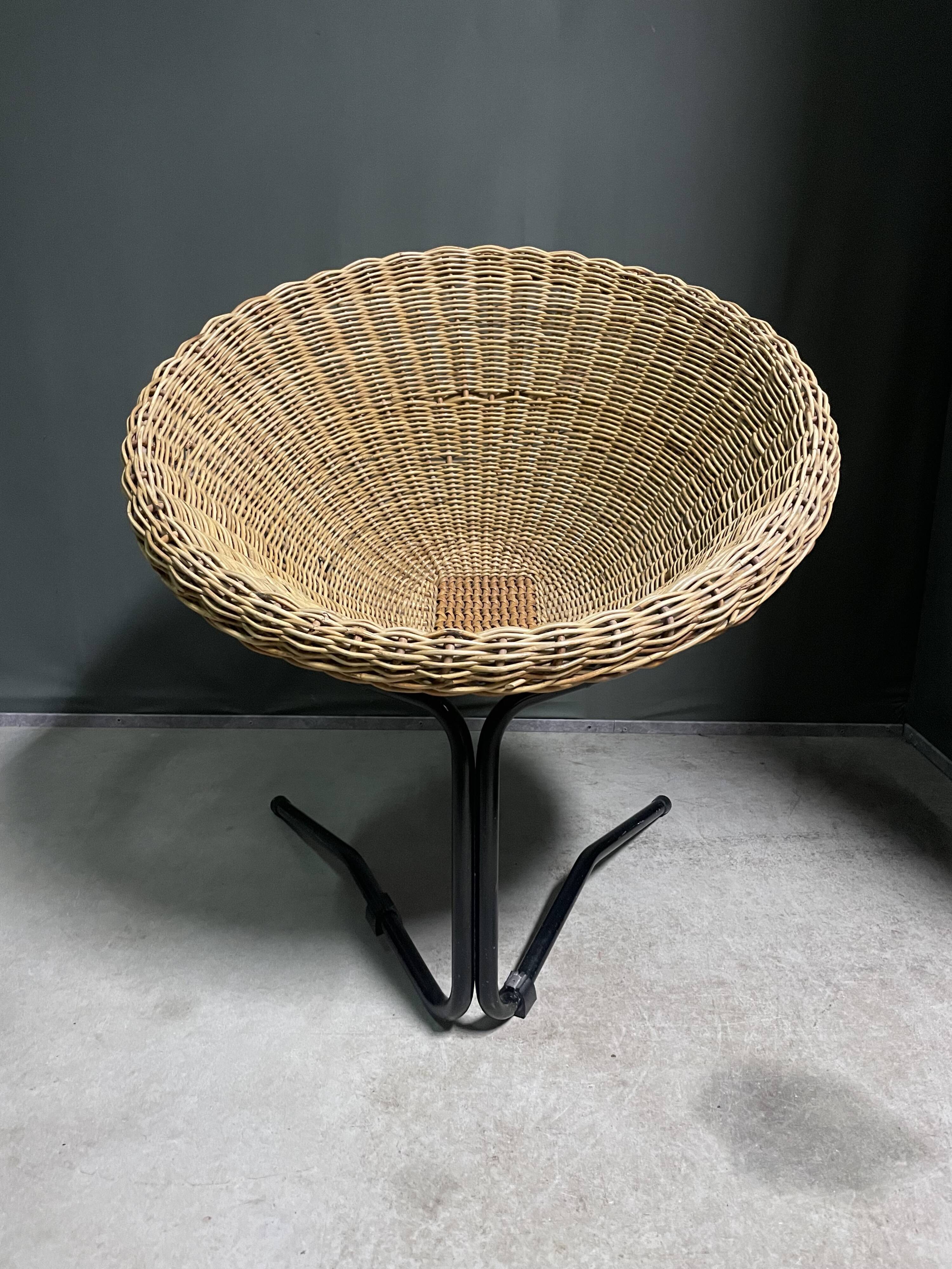 Rattan lounge chair by rohé noordwolde, 1960's