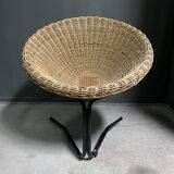 Rattan lounge chair by rohé noordwolde, 1960's