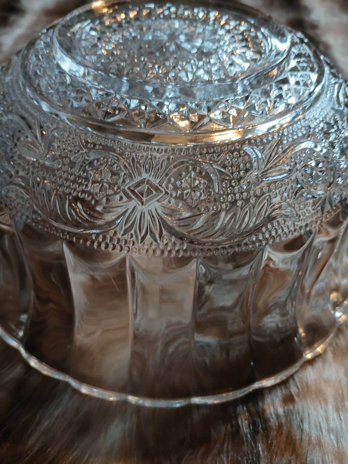 Antique cut glass salad bowl