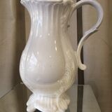 Pitcher has beautiful model beyerle niderviller black earth enamelled with white