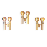 Three Large Scandinavian Brass Sconces, Mid Century