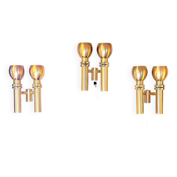3 appliques scandinaves en laiton, milieu XXème