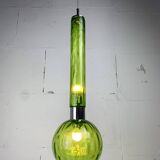 Midcentury extra large green glass tube pendant, Staff Leuchten 1960s-1970s