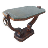 Table basse style Art Déco en bois naturel sculpté