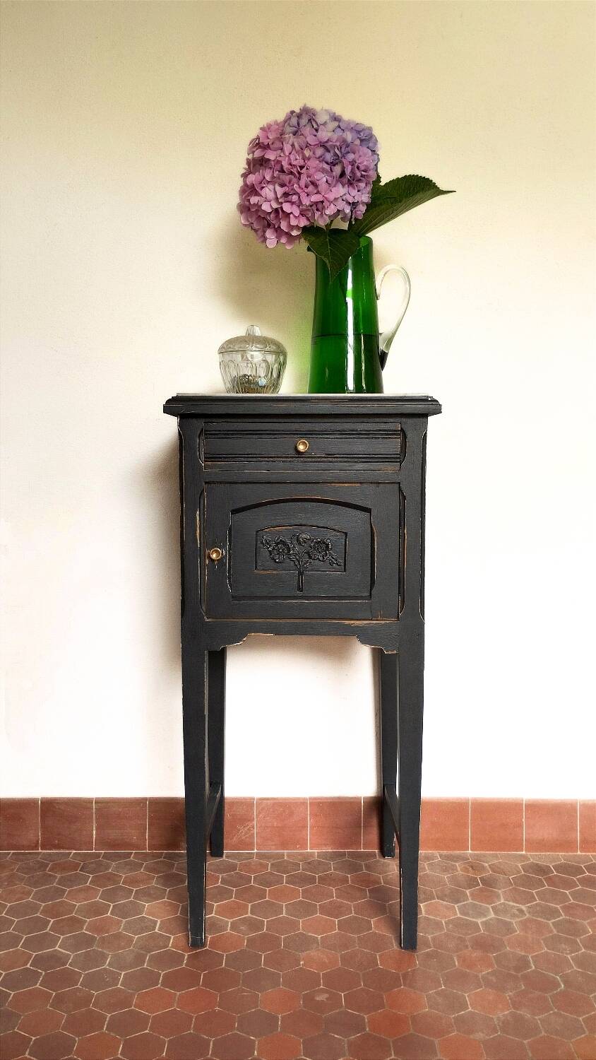 Black patinated Art Deco bedside table