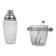 Shaker et bac à glaçon en verre craquelé mid-century