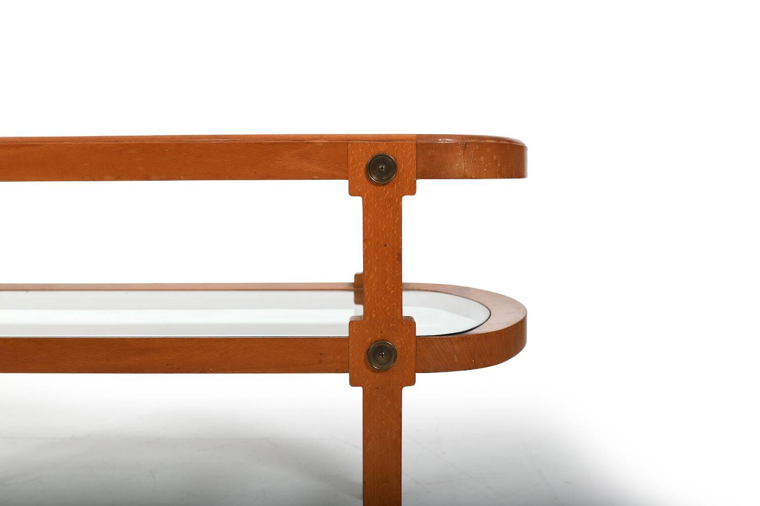 Oval Art Deco Sofa Table with Brass Dekor Denmark 1930s