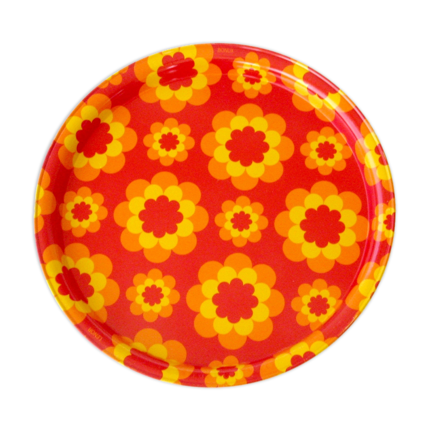 Very vintage metal serving tray from the 70s Orange flowers